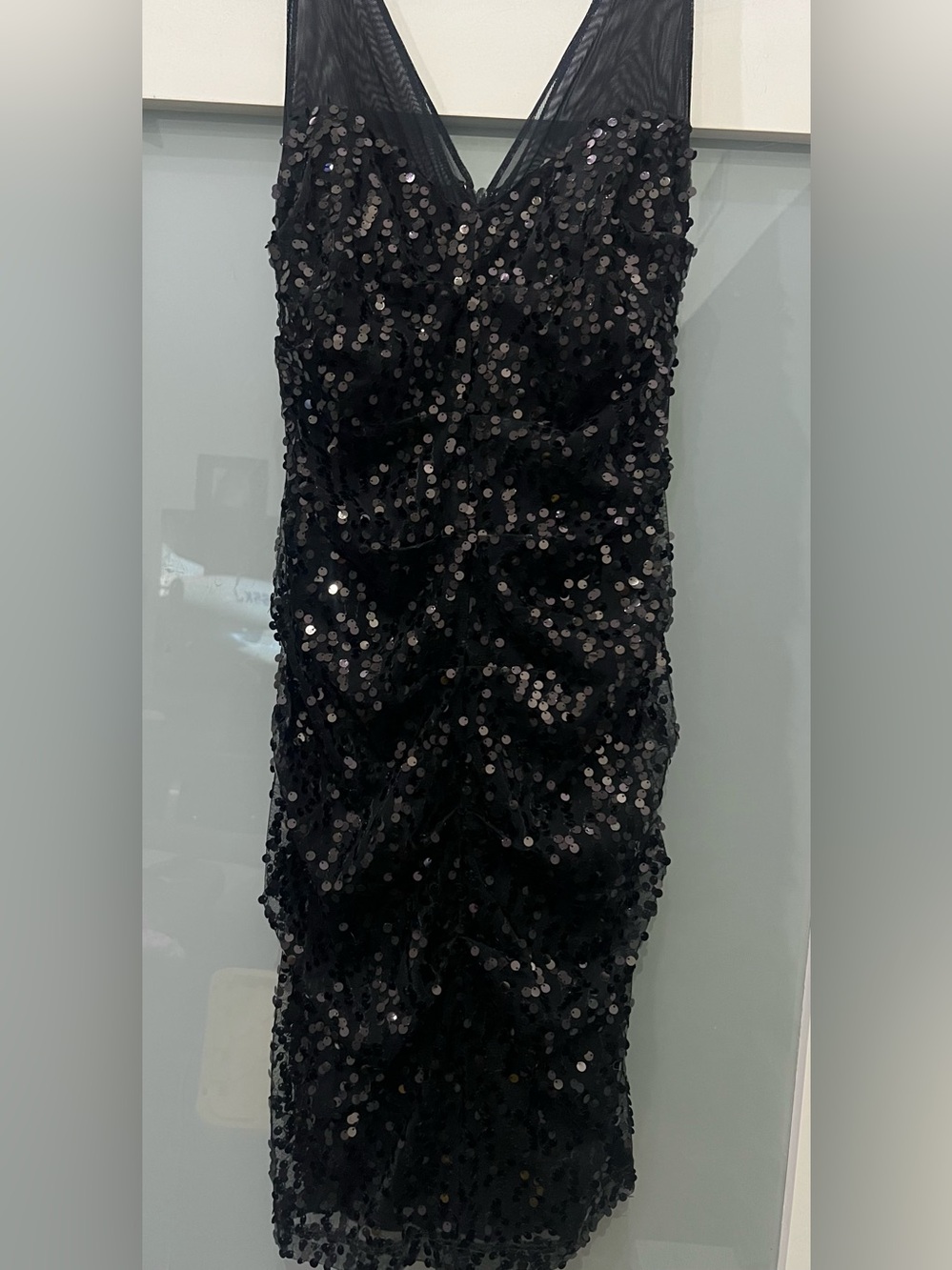 RUBBER DUCKY Black Sequin V-Neck Women's Dress Size S